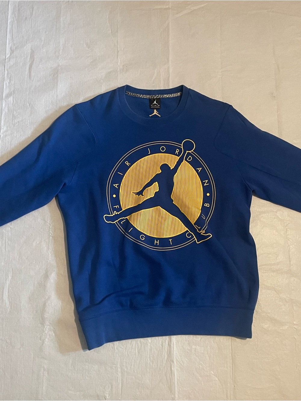 Air Jordan Flight Club Jumpman Sweatshirt Blue Yellow Retro Men's